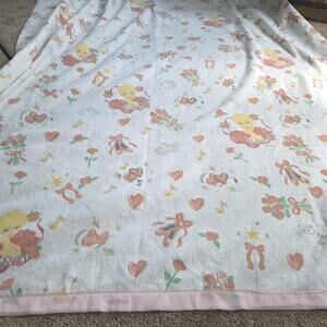 Vtg Barbie Fleece Blanket 72"X90" Satin Trim Retro Old School Cool Ballet Music